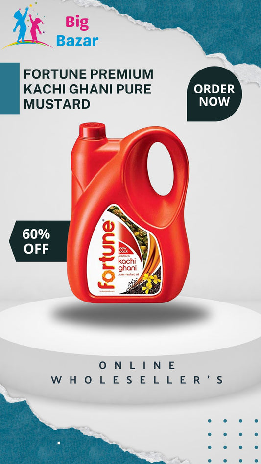 Fortune Premium Kachi Ghani Pure Mustard Oil, 5 Ltr Jar