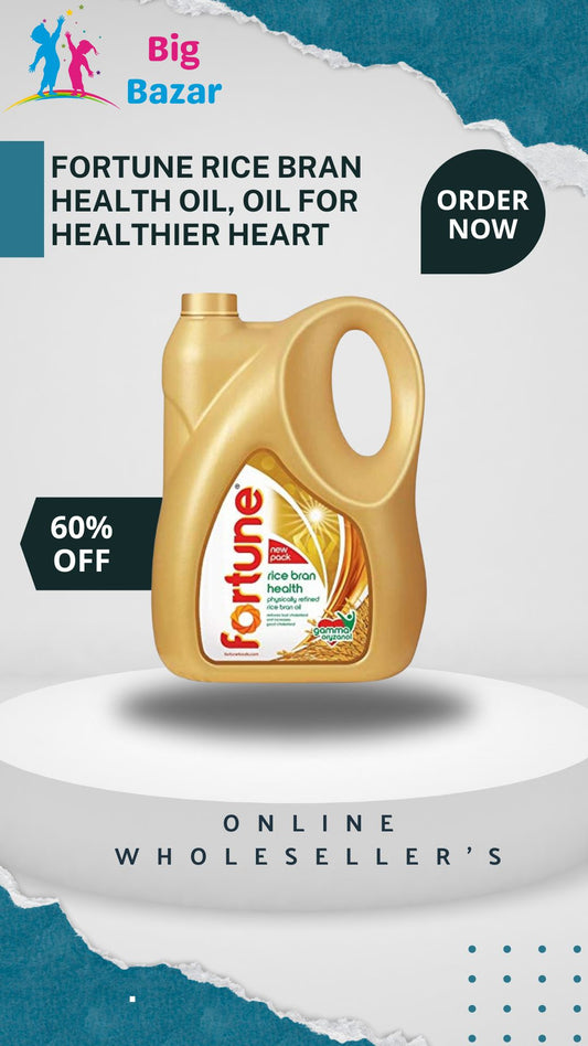 Fortune Rice Bran Health Oil, Cooking Oil for Healthier Heart, 5l Jar